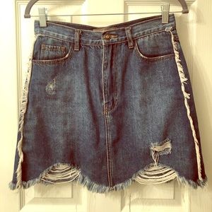 High waisted denim skirt
